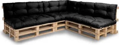 Image de Coussins de palette, Coussins de canapé de jardin, Coussins d'assise, N_PPI (3x Set Coussins d'assise 120x80 + Dossier 120x40, Noir)