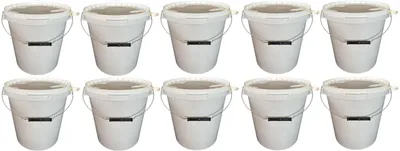 Produktbild von SILPLAST Eimer mit Deckel 15L x 10 Kunststoffeimer 15 Liter lebensmittelecht stapelbar Plastikeimer leer Weiß