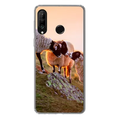 Produktbild von MuchoWow® Handyhülle Schutzhülle Hülle für Huawei P30 Lite Schafe - Tiere - Sonnenuntergang Silikon Softcase Handy Hülle - Handyhülle