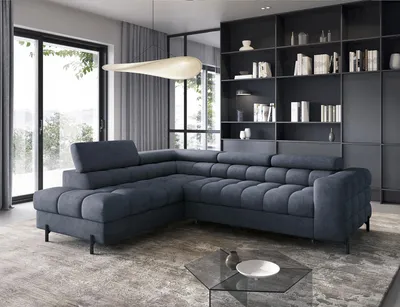 Produktbild von Ecksofa, Polsterecke, Eckcouch Wohnlandschaft Sofa mit Ottomane Eckgarnitur - Ecksofa Ferrucio L - Anthracite (Aura 40)