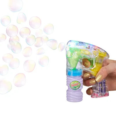 Produktbild von 10 x Seifenblasenpistole LED, mit Seifenblasenlösung, handlich, für Party, Bubble Machine, transparent