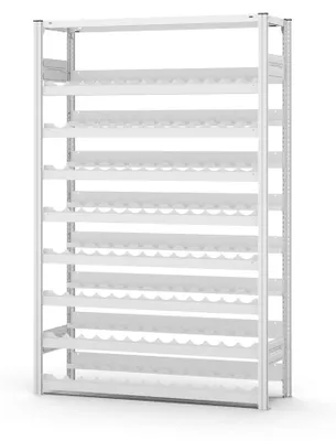 Produktbild von PROREGAL Weinregal Stecksystem MAGNUS  Germany | HxBxT 200x130x30cm | Fachlast 35kg | 8 Ebenen für 200 Flaschen | Lichtgrau