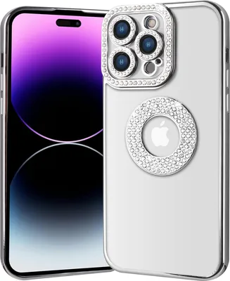 A clear product shot of a phone case with decorative elements.
