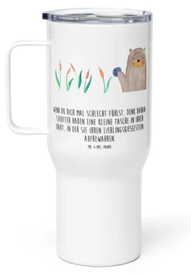Produktbild von Mr. & Mrs. Panda Kaffee-to-go-Becher Otter Stein - Weiß - Geschenk, Großer Thermobecher, Witzige Fakten, Fun Facts, thermosbecher, Teetasse, Pflanzen, Seeotter