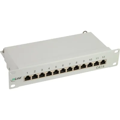 Produktbild von InLine® Patchfeld Cat.6 12-fach, 10" 1HE, lichtgrau, RAL7035