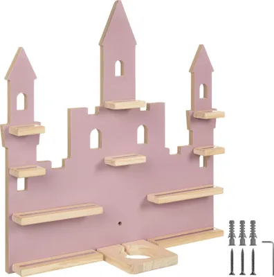 Produktbild von Tectake Wandregal MyLittleStory Princess Castle Design, Pink, 59x15.5x58 cm, für Tonies & Toniebox, 10 Regalböden (bis zu 22 Tonies), Podest mit Ladestation & Kabelführung, unsichtbare Aufhängung, abgerundete Ecken & geschliffene Kanten, aus MDF, Kiefernholz, Stahl, Melamin, Polypropylen