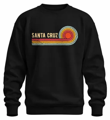 Imagen del producto de SANTA CRUZ - Sudadera con cuello redondo, estilo retro vintage, diseño de surf, sol, playa, California, olas. Uni. Color: negro. Talla: XL