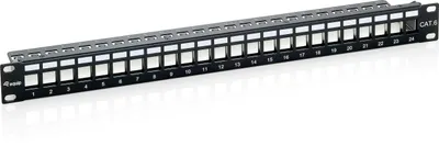 Produktbild von Equip Patchpanel 24x Cat6 19" FTP 1HE Keystone Montage sw