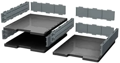 Immagine prodotto di Set di elementi base ModuloDoc, realizzato in plastica riciclata, formato A4+, colore grigio scuro, marca Exacompta