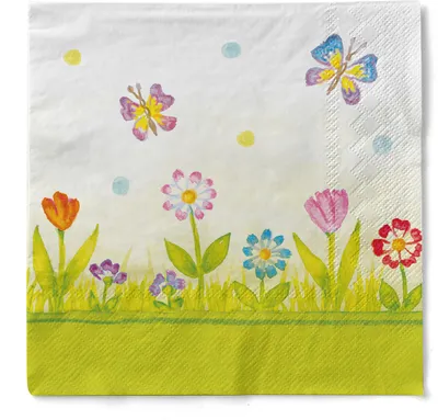 Produktbild von Tissue Serviette Insa, 3-lagig, 33 x 33 cm, 100 Stück - Mank - Floral Blumen Sommerwiese