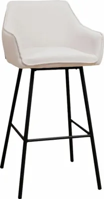 Produktbild von Design Barhocker Aron R Gestell schwarz Stoff beige 02