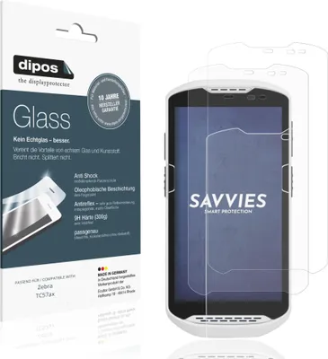 Produktbild von 2x Schutzfolie für Zebra TC57ax matt - Anti-Shock 9H Folie dipos Glass Kunststoffglas