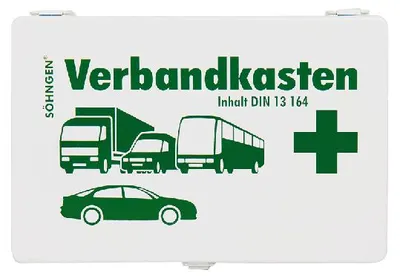 Produktbild von KFZ-Verbandkasten Metall weiß mit Füllung Standard DIN 13164
