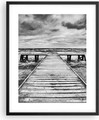 Produktbild von Gerahmtes Poster - Schwarzer Rahmen - Brücke Meer Welle - 40x50 cm - Wand Bild - Wanddeko - Wandbilder - Kunstposter - Wandposter - Bilderrahmen - Bilder - Kunstdruck - Wandbild - P2BPA40x50-3637
