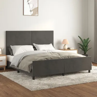Produktbild von Bettgestell mit Kopfteil Dunkelgrau 180x200 cm Samt