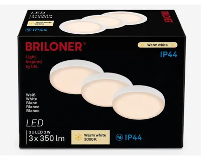 Productafbeelding van Di-Ka LED inbouwspotset Plat, 3 stuks, wit, Ø 7,5 cm, 3W, warmwit