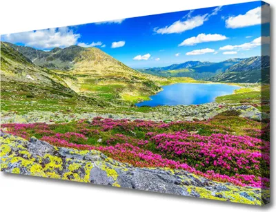 Produktbild von Tulup Leinwand-Bilder 100x50 Wandbild Canvas Kunstdruck Gebirge Bucht Wiese Natur