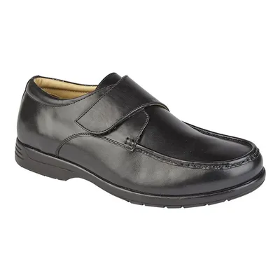 Image de Roamers Hommes Cuir XXX Extra large Velcro Chaussures de loisirs DF1633 (7 UK / 41 EU) (Noir)