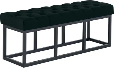 Produktbild von CLP Sitzbank Amun Stoff mit schwarzem Metallgestell pulverbeschichtet gepolstert schwarz Größe 150 cm