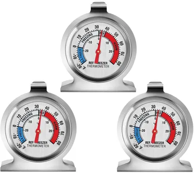 Kühlschrankthermometer 3er-Pack, analog, Edelstahl, -30 bis 30 °C