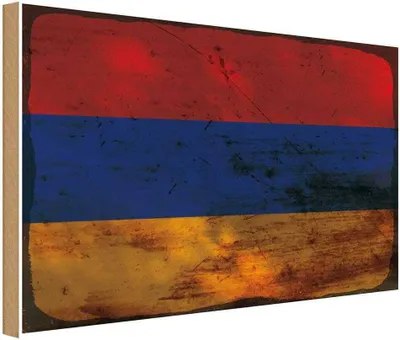 Produktbild von vianmo Holzschild 30x40 cm Armenien Armenia Flagge Fahne Wappen