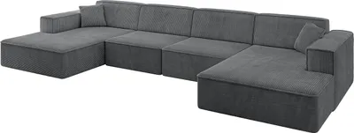 Produktbild von ALTDECOR Ecksofa in U-Form IREA-U2-v4 386x165x77 cm Dunkelgrau Corner Sofa Bett Eckcouch Couch L-Form Wohnlandschaft Cauchsofa