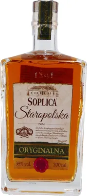 A bottle of Soplica Staropolska vodka.