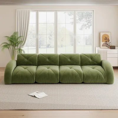 Produktbild von STILVORA Rahmenloses Sofa mit extra großem 4-Sitzer, Modulsofa Sofa mit bequemem Chenille-Stoff für Wohnzimmer, Sofa mit rutschfestem Design keine Montage erforderlich