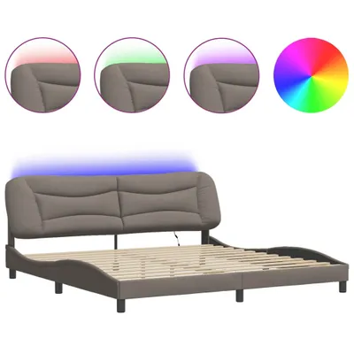 Produktbild von vidaXL Bettgestell mit LED ohne Matratze "Hvar" Taupe 200x200 cm Stoff