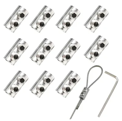 10er-Set Edelstahl-Kabelklemmen mit Schlüssel, 1,5–2 mm