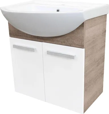 Produktbild von Fackelmann A-VERO Badmöbel Set 2-teilig 65 cm, Braun hell / Weiß