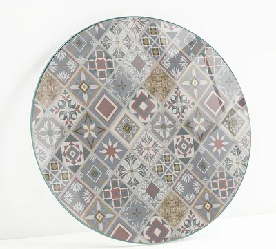 Produktbild von Bedruckte Glas Tischplatte Fi 80 cm – Glasplatte mit Motiv – Esstischplatte bedruckt – Sicherheitsglas mit Druck – Tischplatte Ersatz – pflegeleicht – modern – dekorativ – Motivglas – Glastisch modern – Glasplatte Kunst – Glastischplatte Nachbildung –  Mosaikmuster mit Ornamenten