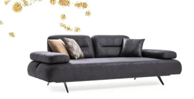 Produktbild von xxl Sofa 4 Sitzer Couch Wohnzimmer Polster Sitz Garnitur Leder Grau Textil