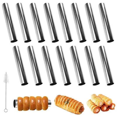 Produktbild von Cannoli Backform 15 Stück Edelstahl 12cm Schillerlocken Schaumrollenform