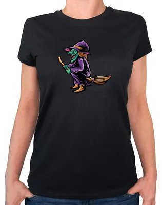 Produktbild von Huuraa Damen T-Shirt Hexe Halloween XL Black Bio Baumwolle Fairtrade Damenshirt Geschenkidee