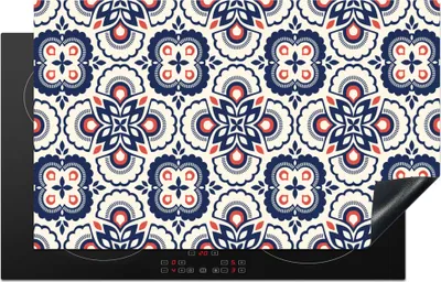 Produktbild von KitchenYeah© Herdabdeckplatte Blumen - Retro - Design , 83x51cm, Küche Deko, Glaskeramikkochfeld Herdabdeckung, Abdeckplatte fùr Kochfeld