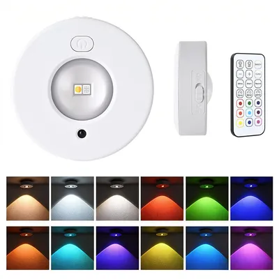 Produktbild von Wiederaufladbare LED-Spots für Schrankbeleuchtung, Kabellose Unterbauleuchten mit Fernbedienung und Farbwechsel, Magnetisch und dimmbar