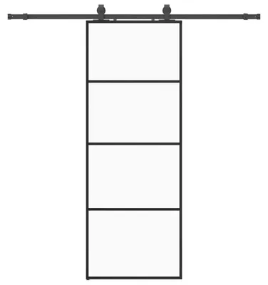 Image de vidaXL Porte coulissante avec ferrure noire 76x205 cm verre ESG