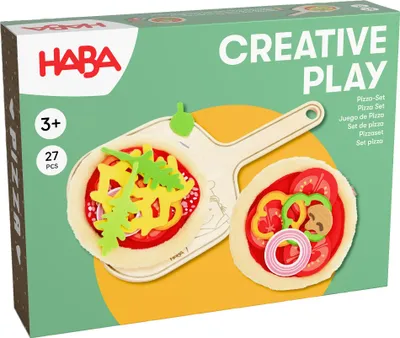 Produktbild von HABA Pizza-Spielset für Kinder ab 3 Jahren, Pizzaboden, Salamischeiben, Pizzaschieber, Rollenspiel, 2012081001