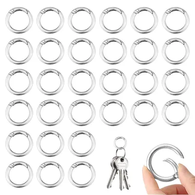 40 runde Karabinerhaken 20 mm, silber, Zinklegierung, für DIY