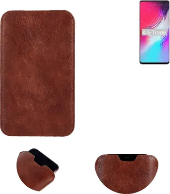 Produktbild von K-S-Trade Schutzhülle Handyhülle kompatibel mit Samsung Galaxy S10 5G Exynos Handytasche Kunstleder Sleeve in braun