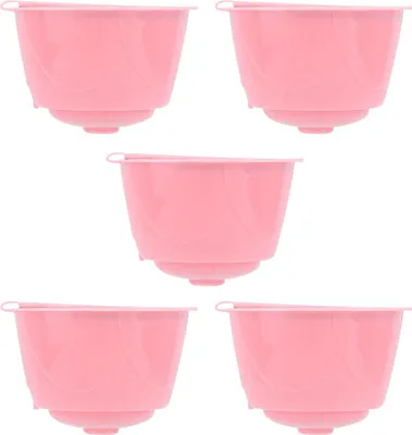 Produktbild von 5 Stück wiederverwendbare, nachfüllbare Kapselbecher für Kaffeemaschinen, passend für Kaffeemaschinen der DOLCE GUSTO-Serie, rosa