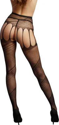 Produktbild von Schrittfreie Netzstrumpfhose mit Design schwarz