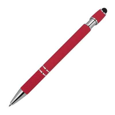 Produktbild von 10 Touchpen Kugelschreiber aus Metall / mit Muster / Farbe: rot