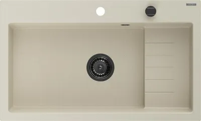Obrázok produktu pre Granitový drez Mexen Omar s 1 misou 800 x 480 mm, béžový, čierny sifón - 6520801005-69-B