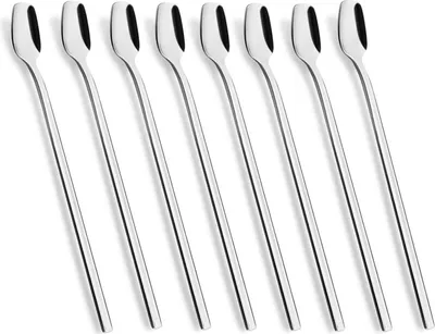 Produktbild von Set mit 8 Latte-Macchiato-Löffeln, lange Löffel 20 cm, Eiscremelöffel, Dessertlöffel, Kaffee-, Eiscreme-, Cocktail-, Joghurtlöffel, Rührlöffel aus Edelstahl