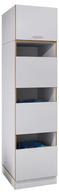 Image de Armoire à linge multifonctionnelle, armoire de rangement étroite à 4 compartiments et portes battantes, dimensions : H. 200 x L. 50 x P. 60 cm, Rislo SD XXL