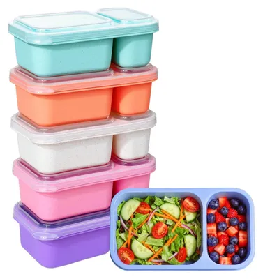 Produktbild von Set mit 6 Snackboxen mit Fächern für Mittagessen und Snacks