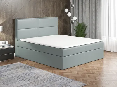 Produktbild von Boxspringbett HOPP 160 x 200  mit 2 Bettkästen, Bonell-Matratze und Topper. Farbe: Grau