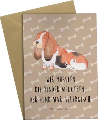 Produktbild von Mr. & Mrs. Panda Glückwunschkarte Hund Basset Hound - Hundeglück - Geschenk, Sprüche, weihnachtskarten, Grußkarte, Süß, Lustig, osterkarten, einladungskarten, Grußkarten